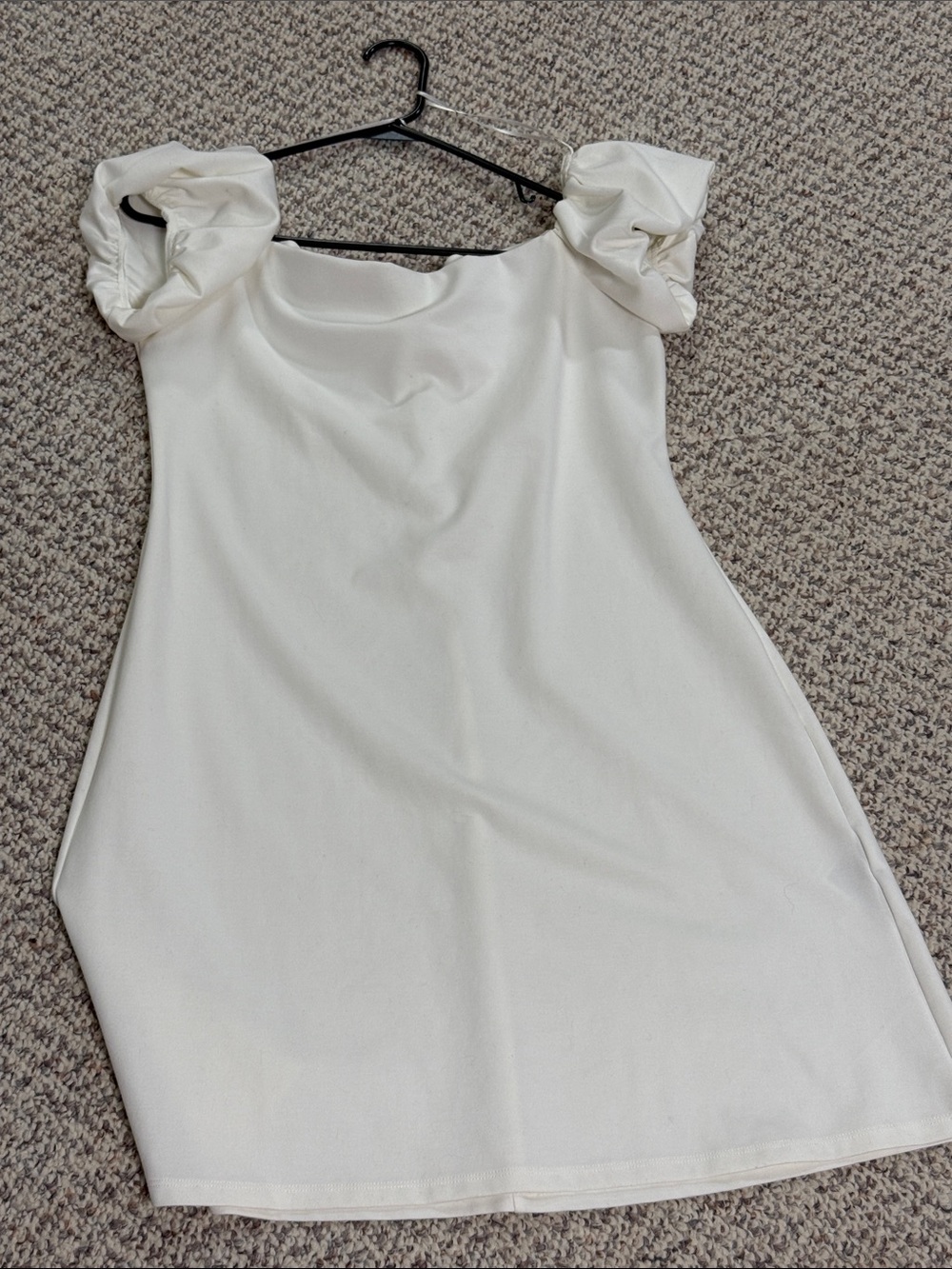 H&M White Mini Dress with Puff Sleeves